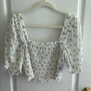 H&MFloral White Smocked Women's Top